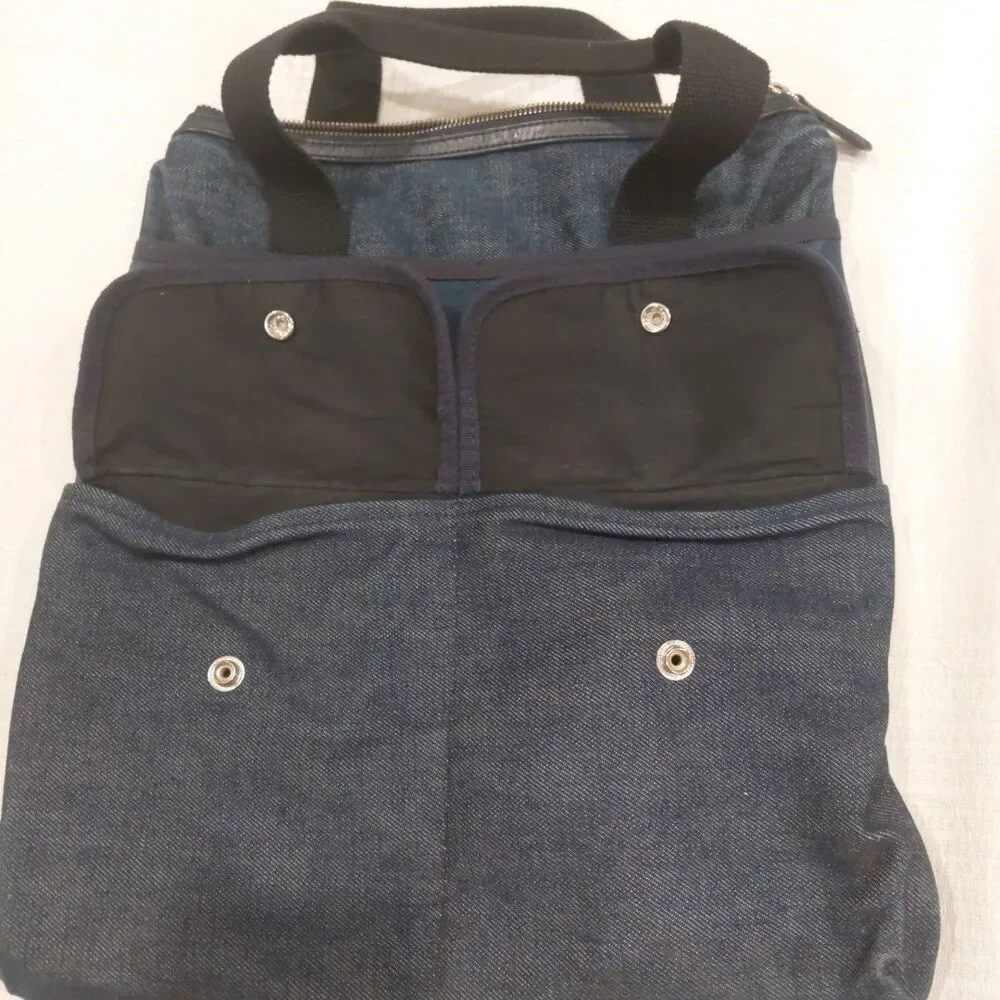 A.P.C. Rue Madame Paris Indigo Denim Multi Pocket Tote Bag No Shoulder Strap